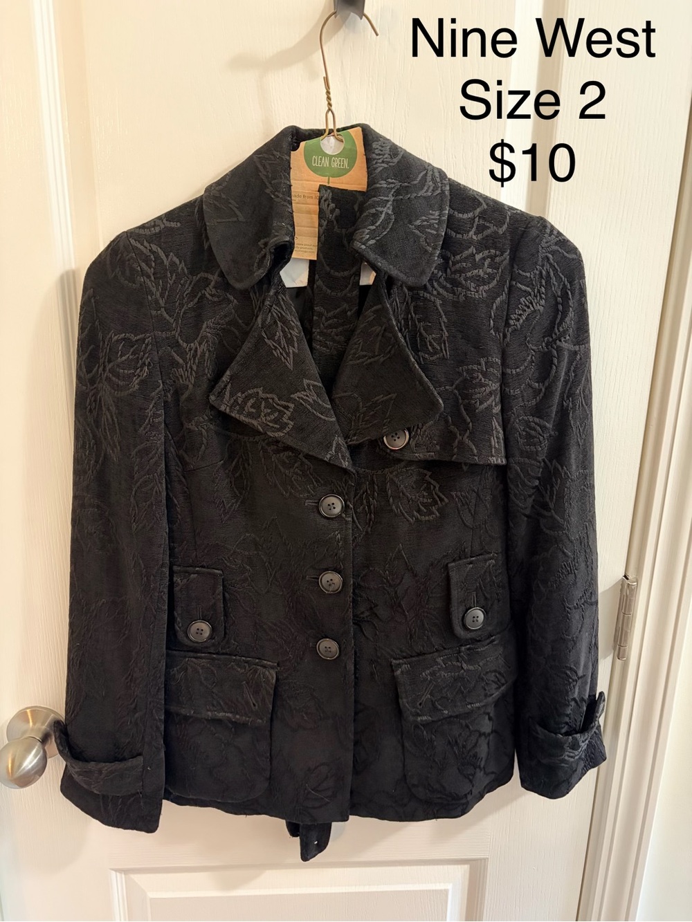 Nine West Black Floral Jacquard Blazer Jacket